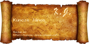 Kuncze János névjegykártya